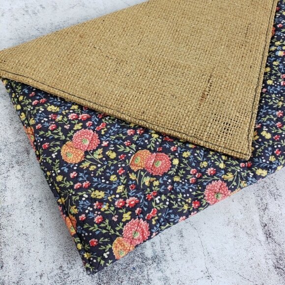 Vintage Bohemian Cottagecore Jute Floral Quilted Envelope Clutch Purse - Picture 11 of 11
